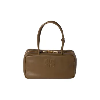 MIU MIU Beau Calfskin Handbag Medium Size Women's Tundra Green