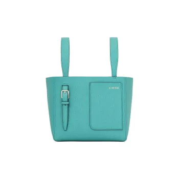 Valextra Millepunte Calfskin Bucket Bag, One Shoulder Handbag Micro Women's Ocean Blue