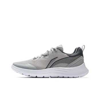 LiNing Feather Cushioned Anti Slip And Wear Resistant Lightweight Low Top Running Shoes Men's Gray