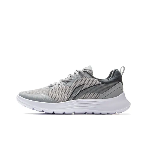 LiNing Feather Cushioned Anti Slip And Wear Resistant Lightweight Low Top Running Shoes Men's Gray