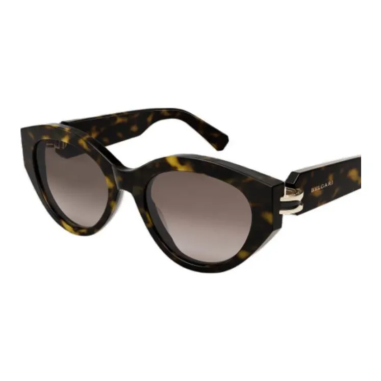 BVLGARI Plate Frame Acetate Oval Sunglasses Unisex Tortoiseshell-2