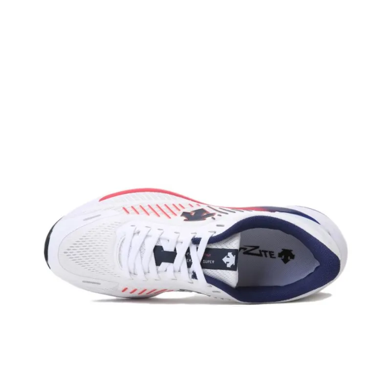 DESCENTE Anti Slip Wear Resistant Low Top Running Shoes Unisex White Red-2