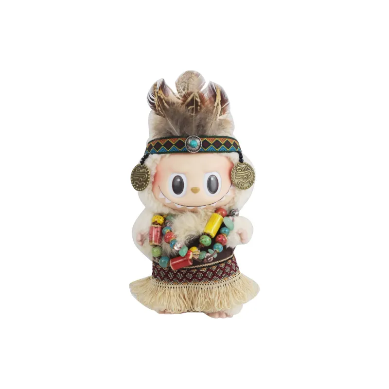 [Modified Doll] POP MART Labubu THE MONSTERS Heartbeat Macaron Collection Tribe Chief, Cute Hang Tag Box 17cm-0