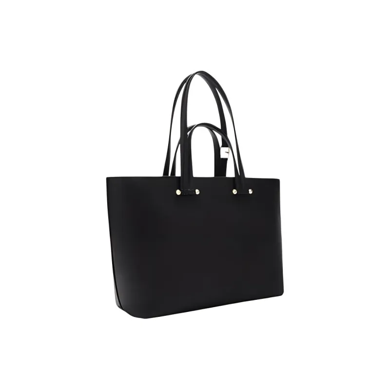 Furla Cow Leather Tote Bag Shopping Bag Shoulder Bag Handbag Large Size Women's Black-1