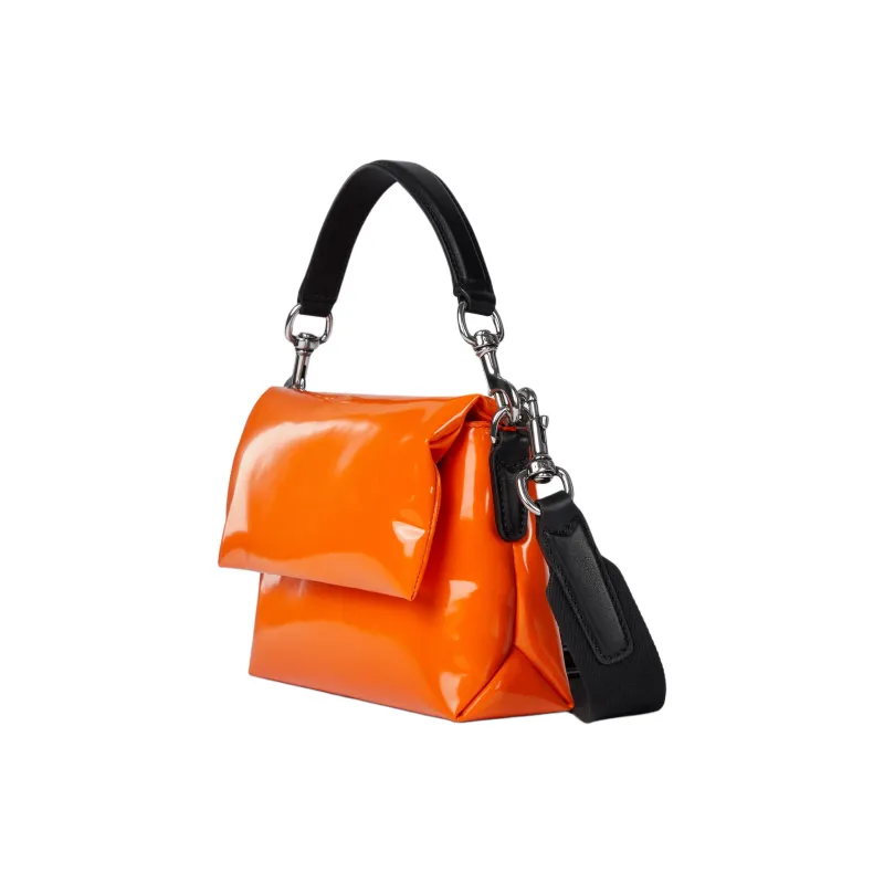GUCCI Patent Leather One Shoulder Handbag Trumpets Women's Bright Orange-1