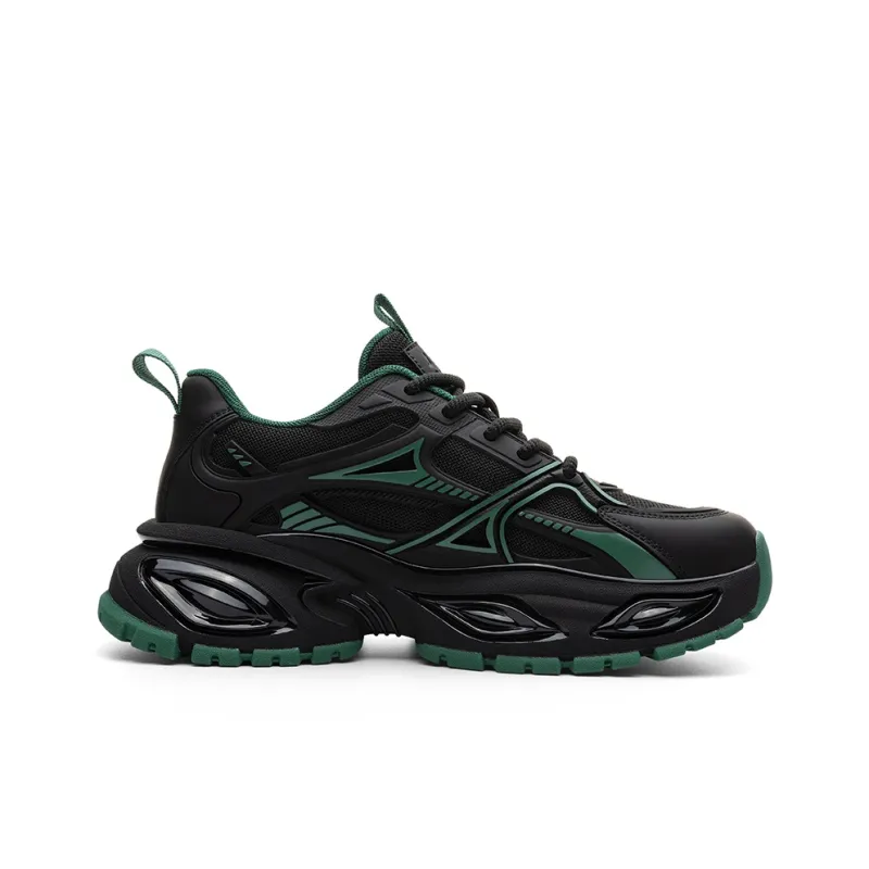 JEEP SPIRIT Anti Slip Wear Resistant Breathable Height Increasing Low Top Chunky Sneakers Men's Bamboo Leaf Green-1