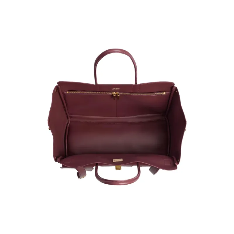 Balenciaga Smooth Calf Leather Tote Bag, Shopping Bag, Handbag Medium Size Women's Dark Burgundy-3