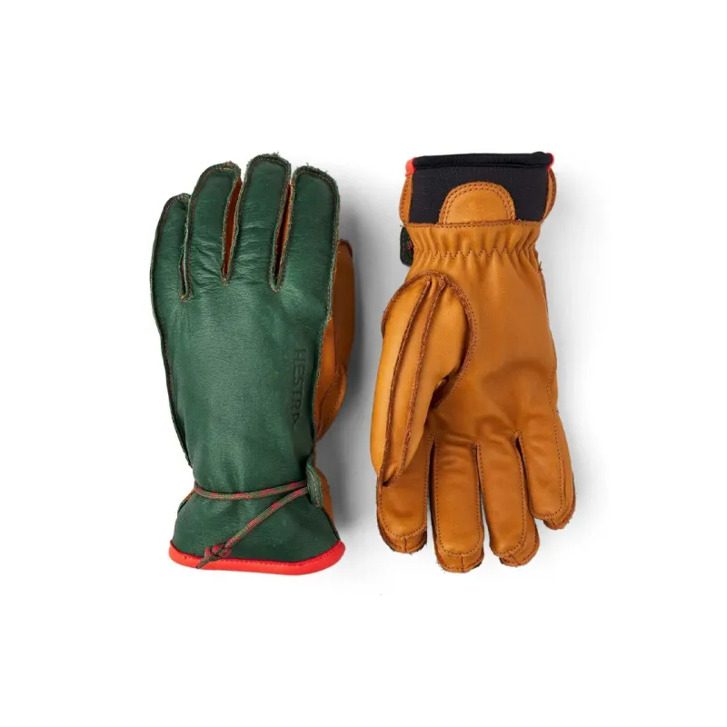 HESTRA Cow Leather Neoprene Wool Knit Gloves Unisex Brown-0
