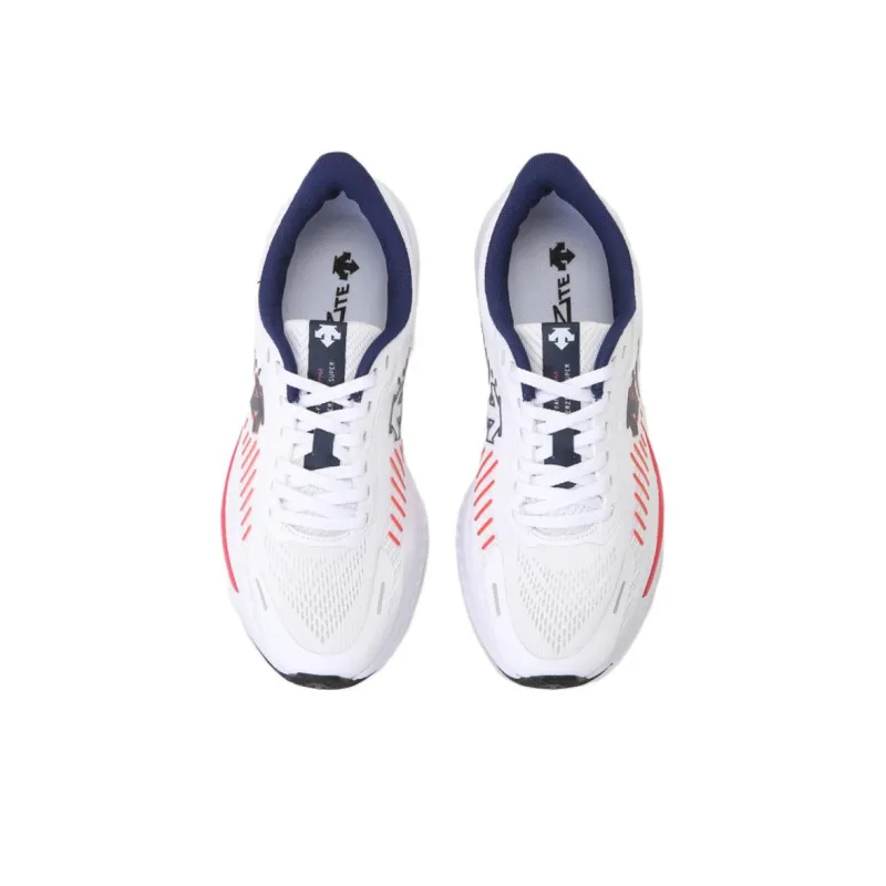 DESCENTE Anti Slip Wear Resistant Low Top Running Shoes Unisex White Red-3