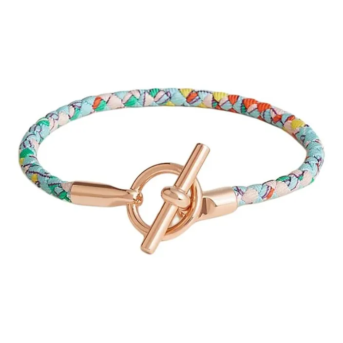 HERMES Silk Rose Gold-Plated Bracelets Women's Green-0