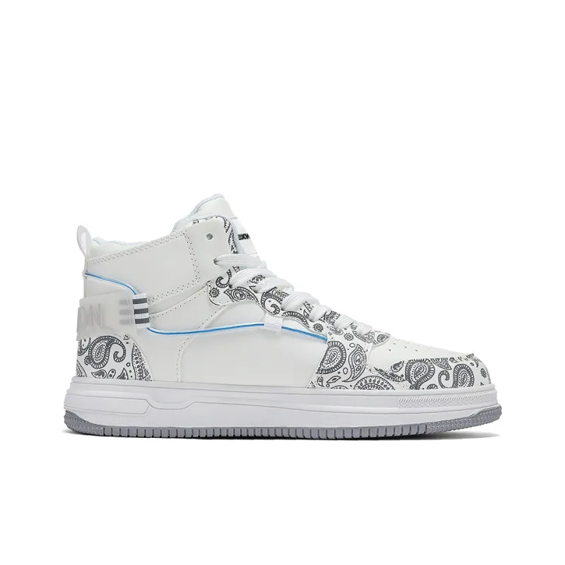 TEXWOOD Chinese Style Blue And White Porcelain Collection High Top Skateboard Shoes Men's-18