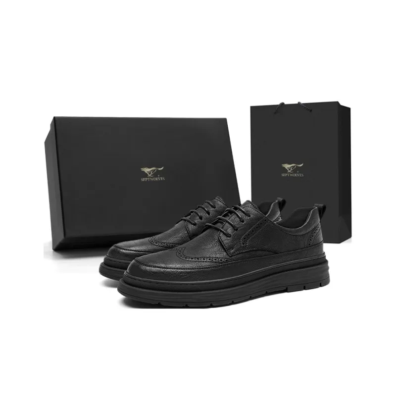 SEPTWOLVES Dress Shoes Men Low Top Black/Khaki-0