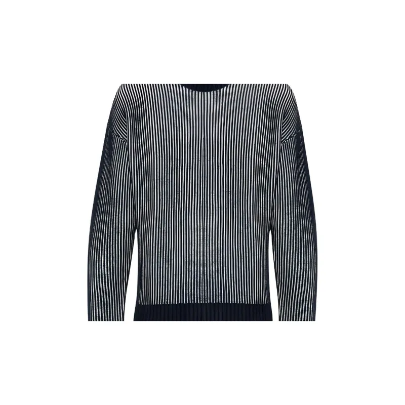 EMPORIO ARMANI Two tone Fisherman rib Sweater-4
