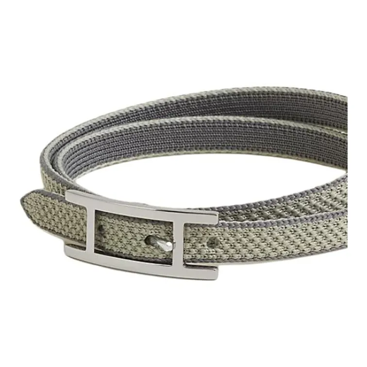 HERMES Recycled Nylon, Stainless Steel, Leather, Mesh Bracelets Men's Gray-2