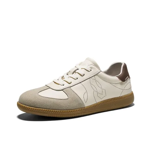 Hautton moon jeans Anti Slip Wear Resistant Low Top Skateboard Shoes Men's White Khaki