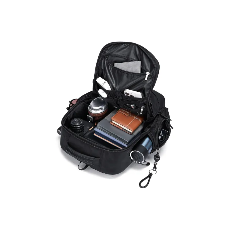 SEPTWOLVES Fabric Versatile Workplace Style Double Shoulder Backpack QPL Unisex Black-4