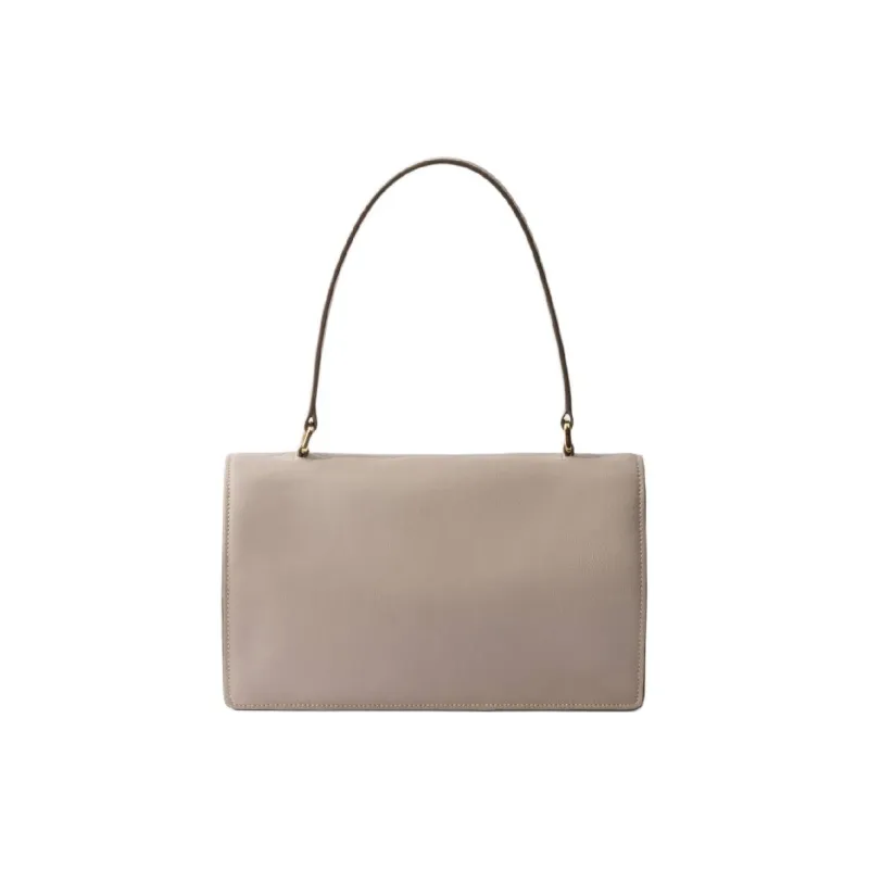 PRADA Soft Sound Cow Leather Shoulder Bag Medium Size Women's Pumice-3