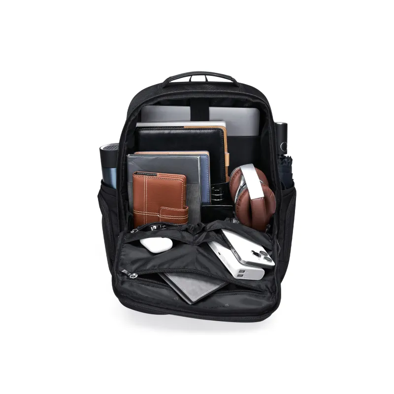 SEPTWOLVES Fabric Versatile Workplace Style Double Shoulder Backpack QPL Unisex Black-3