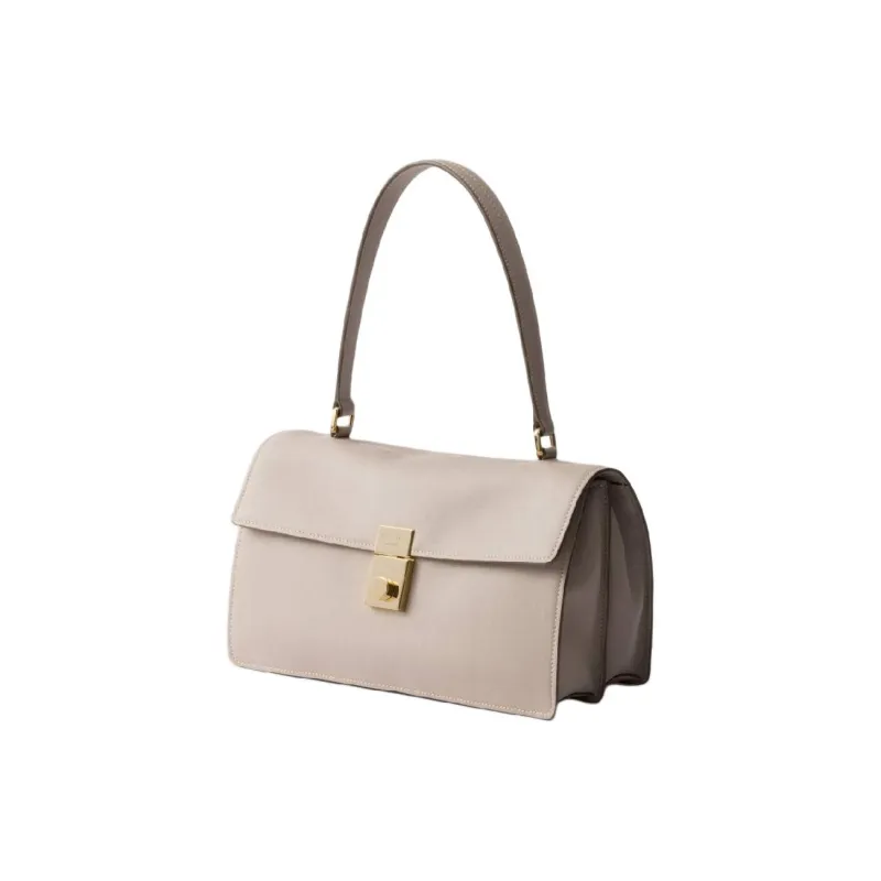 PRADA Soft Sound Cow Leather Shoulder Bag Medium Size Women's Pumice-1