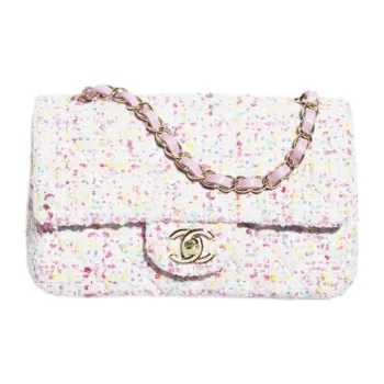 CHANEL Soft Woolen Crossbody Bag, Shoulder Bag Mini Women's White & Pink