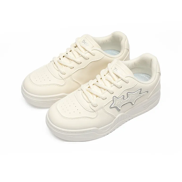 ZHR Puff Shoes Wear resistant And Lightweight Low Top Skateboard Shoes Women's Beige-1