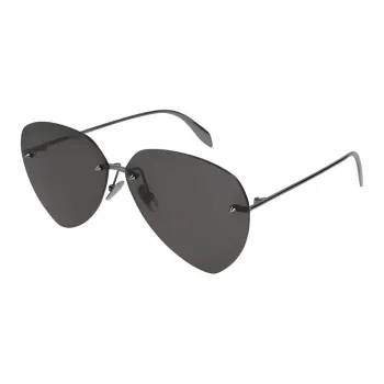 Alexander McQueen Metal Oval Sunglasses Unisex Gray