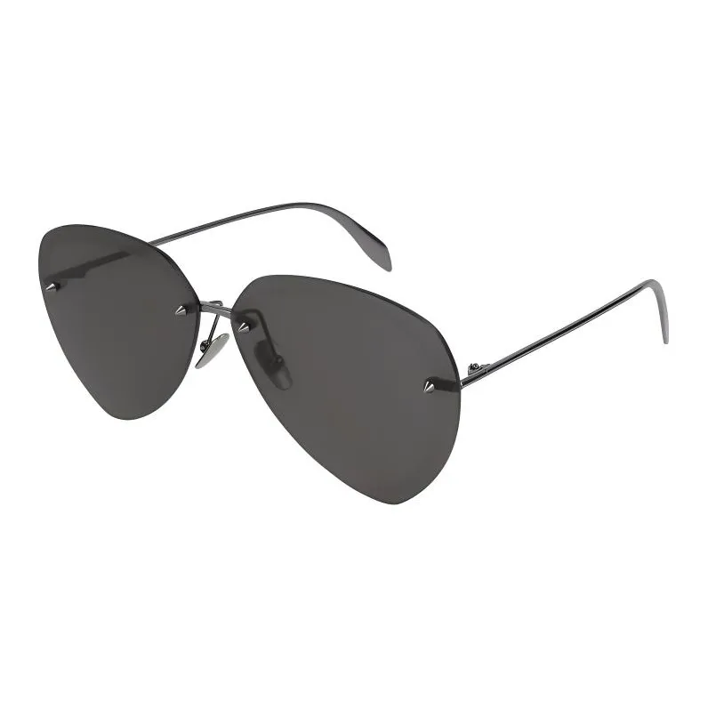 Alexander McQueen Metal Oval Sunglasses Unisex Gray-0