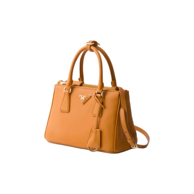 PRADA Galleria Killer Bag Leather One Shoulder Handbag Trumpets Women's Amber-1