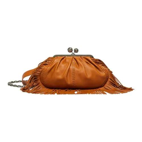 WEEKEND MaxMara Lambskin Handheld Shoulder Bag Medium Size Women's Orange