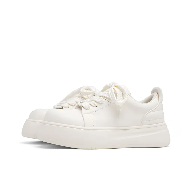 UNCLEWEN Cheese Milk Ball Slip-Resistant Lightweight Height Increasing Low-Top Skateboard Shoes Women's-1
