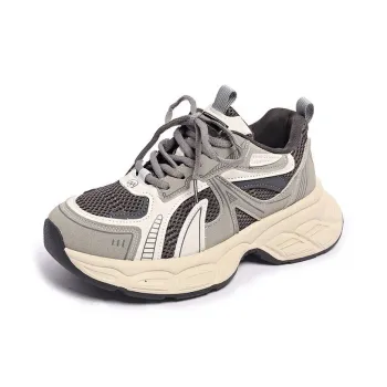 YUZHAOLIN Slip Resistant Low Top Chunky Sneakers Women's Concrete Gray