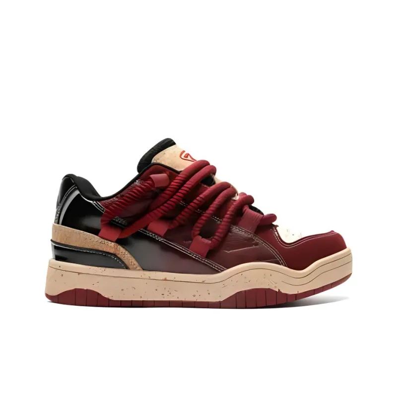 GNVA Wear-Resistant Low-Top Skateboard Shoes Unisex Burgundy-1