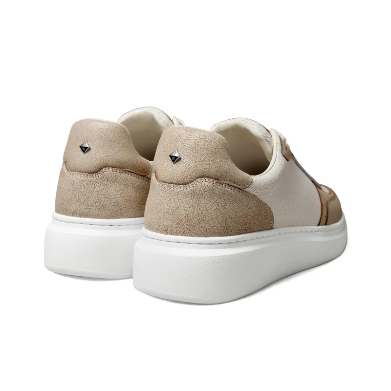 THOM WILLS Ice Crack Casual Trainer Shoes Low Top Skateboard Shoes Unisex Khaki-4