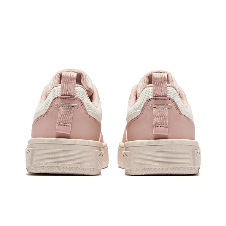 Erke Anti Slip Wear Resistant Low Top Skateboard Shoes Women's White Pink-3