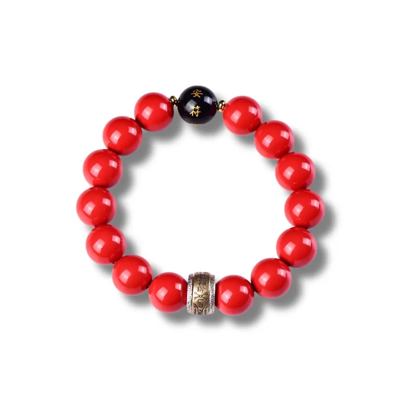 Gu He Reconstructed Cinnabar Jade Bracelets Unisex-17