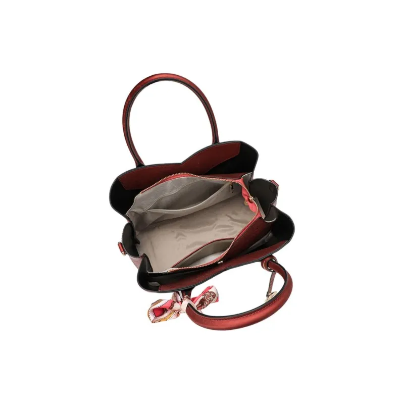 PAYOT Microfiber Synthetic Leather Wedding Set Shoulder Bag Crossbody Bag Handbag Regular Women's Brick Red-5