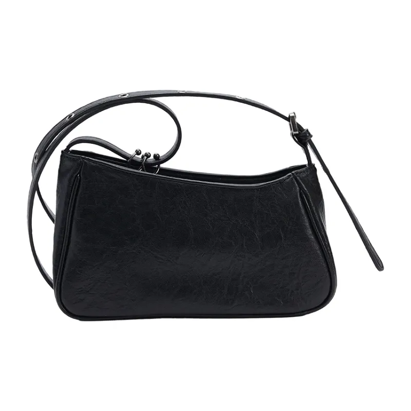 URBAN REVIVO Artificial Leather Crossbody Bag Medium Size Women's Black-2