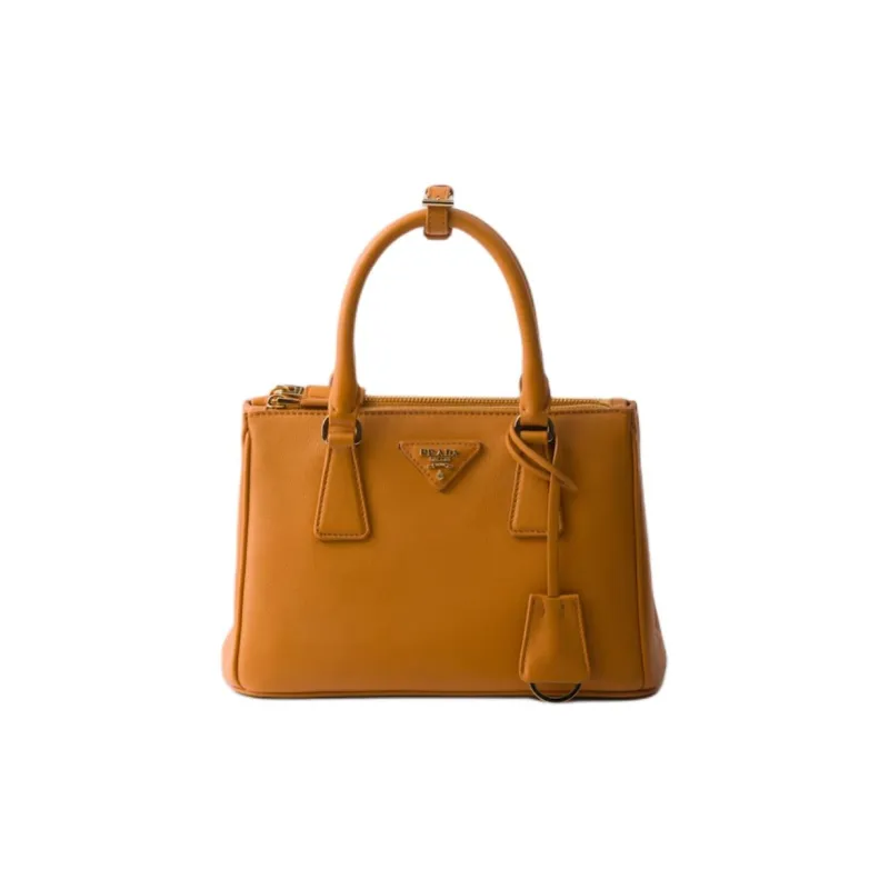 PRADA Galleria Killer Bag Leather One Shoulder Handbag Trumpets Women's Amber-0