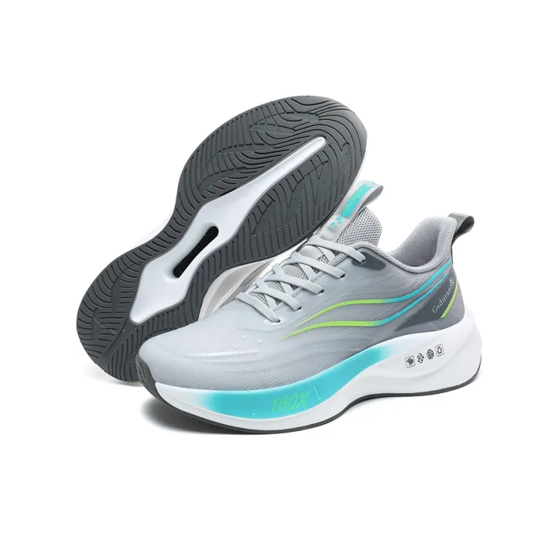 Gaius Durant Abrasion Resistant Breathable Slip Resistant Low Top Running Shoes Unisex Gray Cyan-1