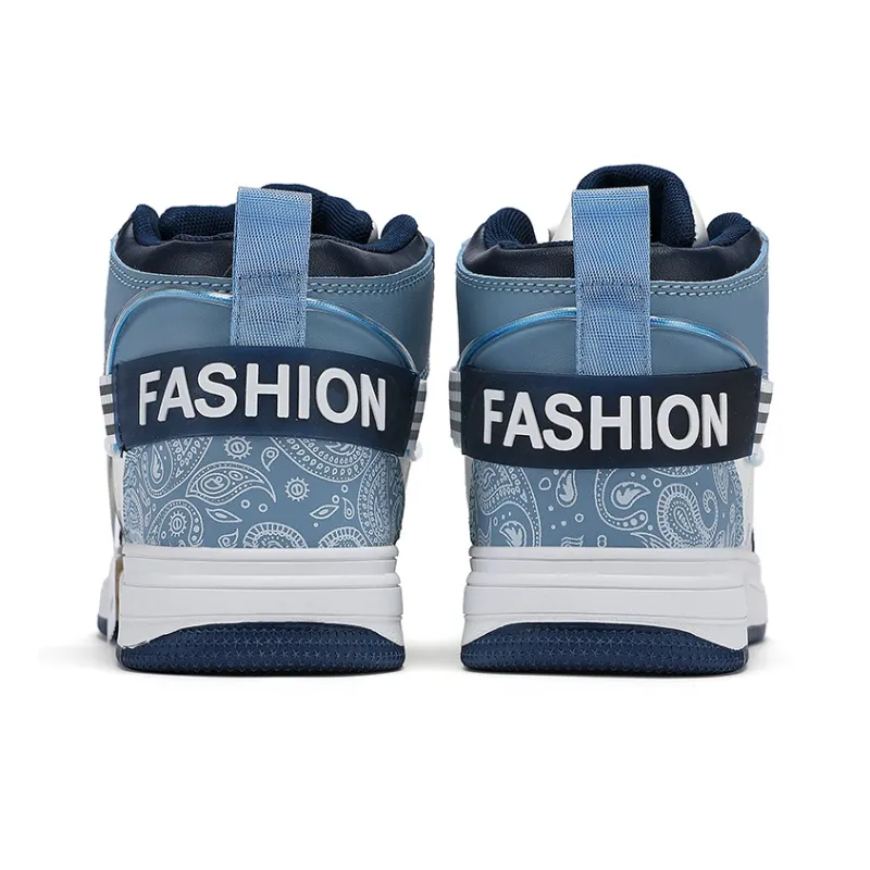 TEXWOOD Chinese Style Blue And White Porcelain Collection High Top Skateboard Shoes Men's-5