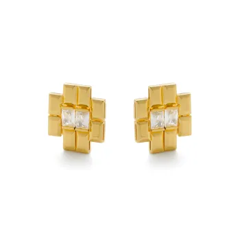 RSNY Gold Plated Copper Stud Earrings Women's