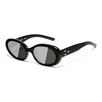 VEGOOS TR90 Oval Sunglasses Unisex Black Olive Green Tortoiseshell Transparent Champagne Gray