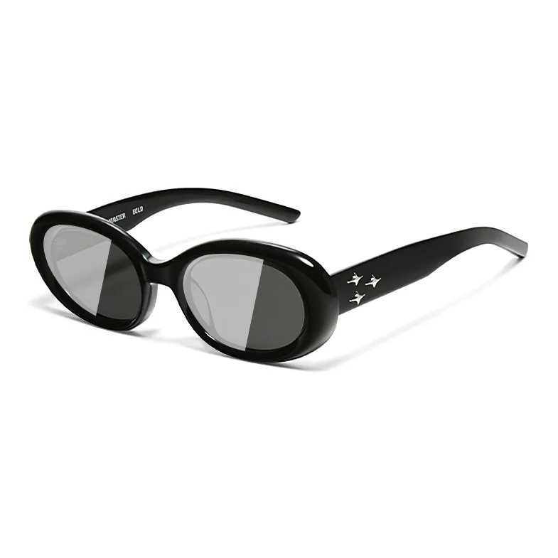 VEGOOS TR90 Oval Sunglasses Unisex Black Olive Green Tortoiseshell Transparent Champagne Gray-0
