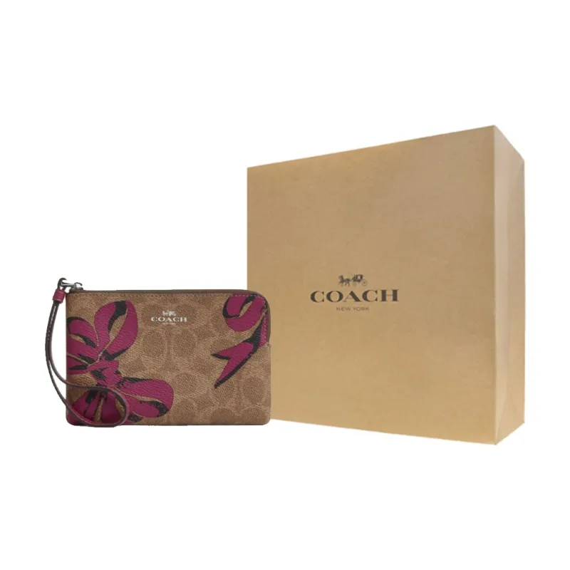 COACH Coated Canvas Clutch Mini Women's Tan & Multicolor-5