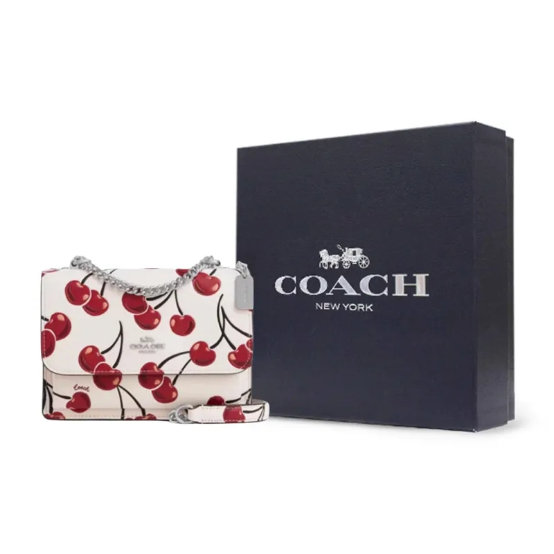 COACH Cow Leather Shoulder Bag Small Size Women's White-8