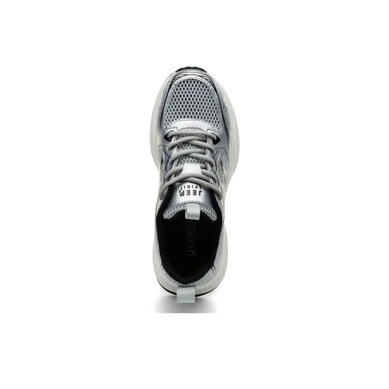 JEEP SPIRIT Anti-Slip Wear-Resistant Breathable Lightweight Height Increasing Low-Top Chunky Sneakers Men's Silver-3