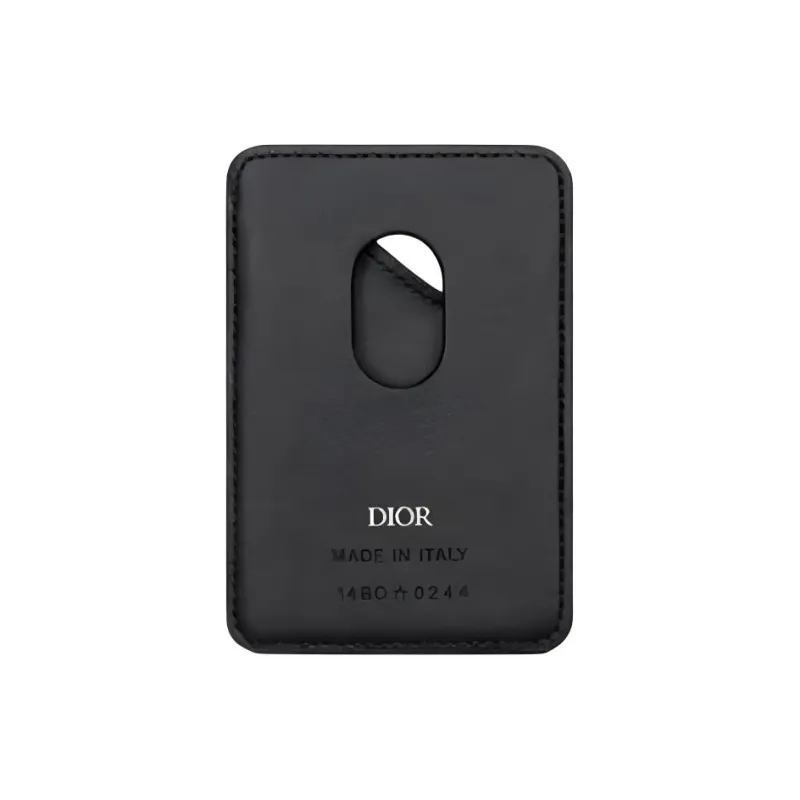 DIOR Nylon With Leather Card Holder Men's Black-1