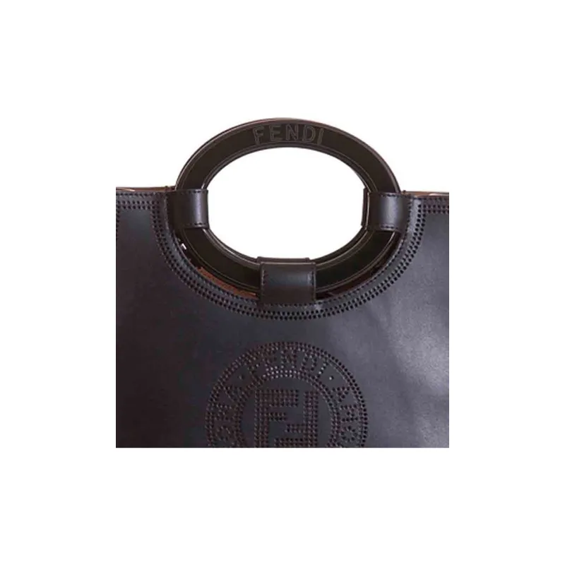 FENDI Calfskin One Shoulder Handbags Small Size Women's Black-4