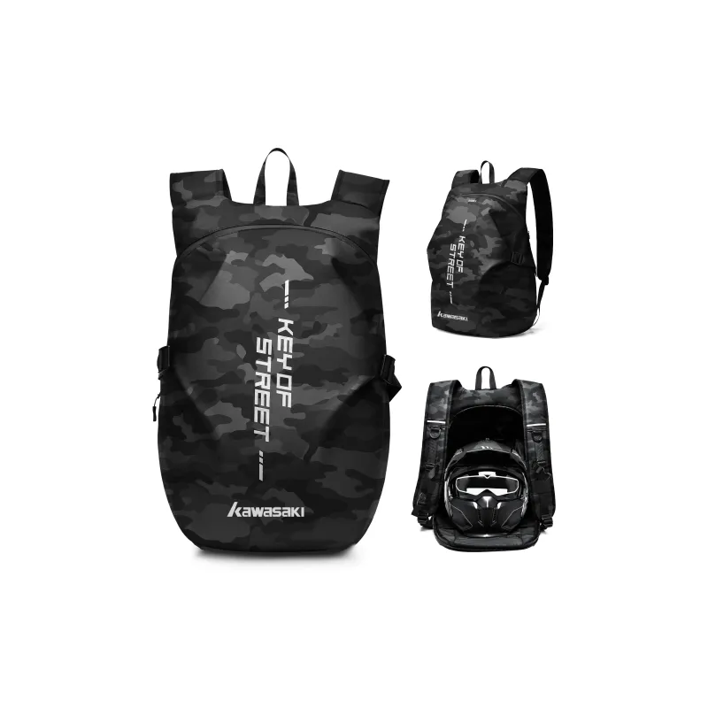 Kawasaki Fabric Backpack Luggage Bag Regular Unisex Black/Gray/Camouflage-20