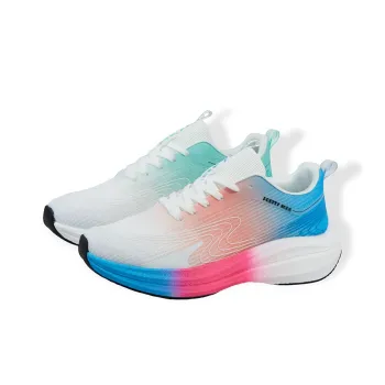 PRETTY SONG Cushioning, Slip Resistant, And Abrasion Resistant Low Top Casual Running Shoes Men's Green Blue Mismatched